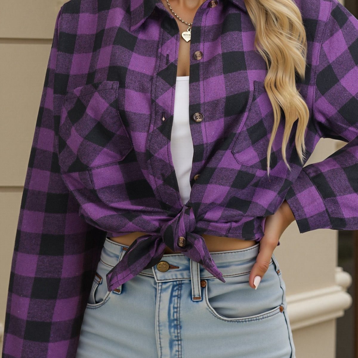 Phoebe | Plaid Button Up Shirt Oversized Long Sleeve