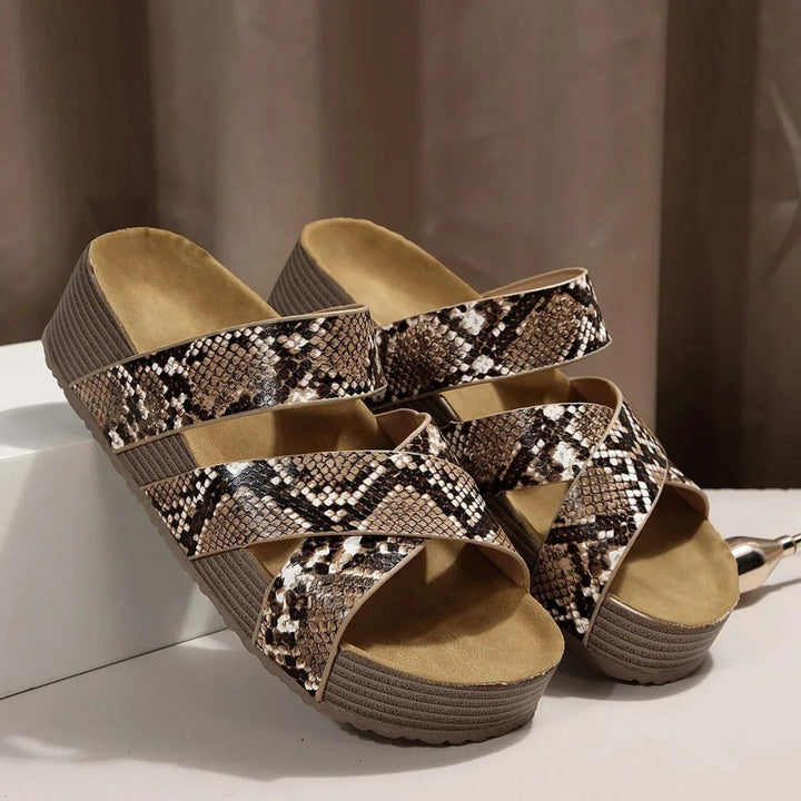 Elena | Braided Strap Wedge Sandals With Cross Straps