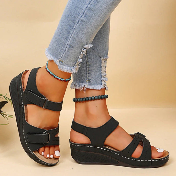 Mia | Chunky Wedge Platform Sandals With Ankle Straps