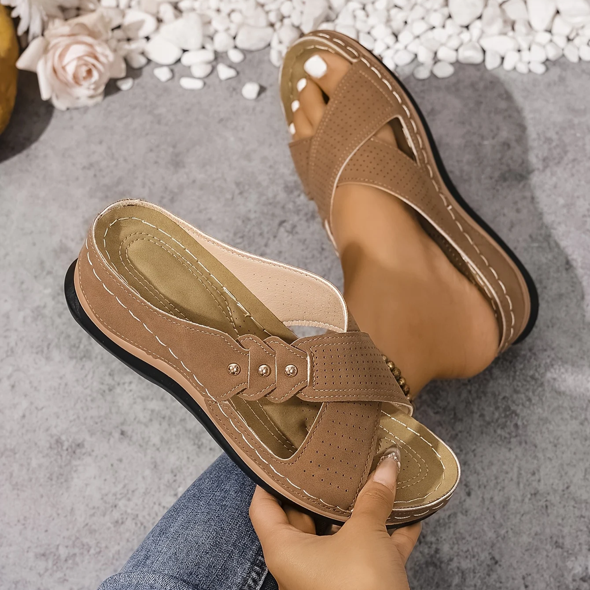 Indie | Criss Cross Orthopedic Wedge Sandals