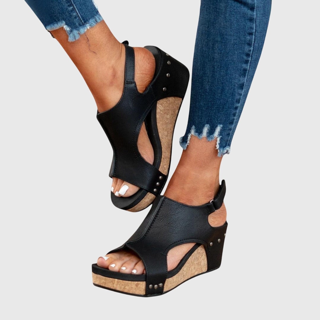 Poppy | Peep Toe Cutout Platform Wedge Sandals