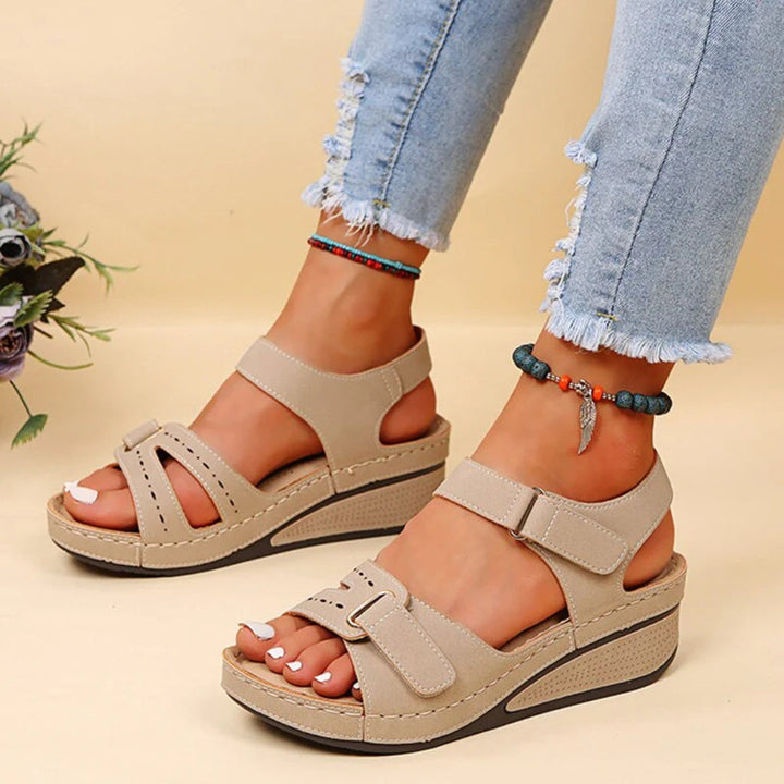Mia | Chunky Wedge Platform Sandals With Ankle Straps