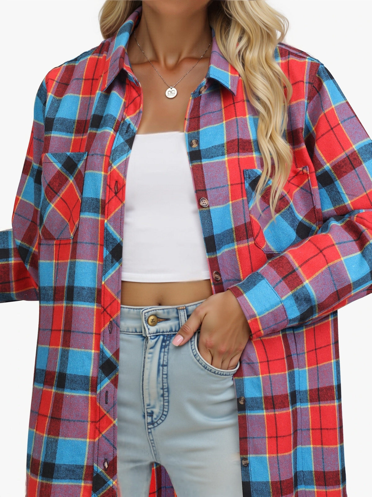 Phoebe | Plaid Button Up Shirt Oversized Long Sleeve