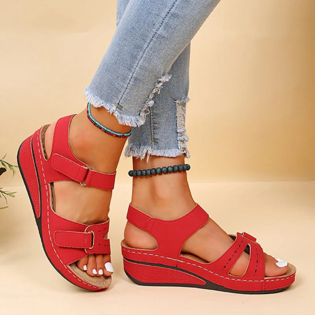 Mia | Chunky Wedge Platform Sandals With Ankle Straps