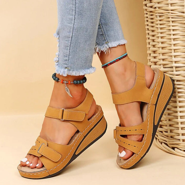 Mia | Chunky Wedge Platform Sandals With Ankle Straps