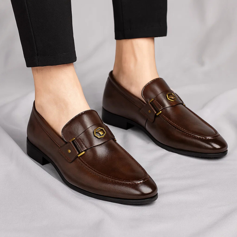 Harrison | Men's Leather Buckle Loafers Slip On Dress Shoes