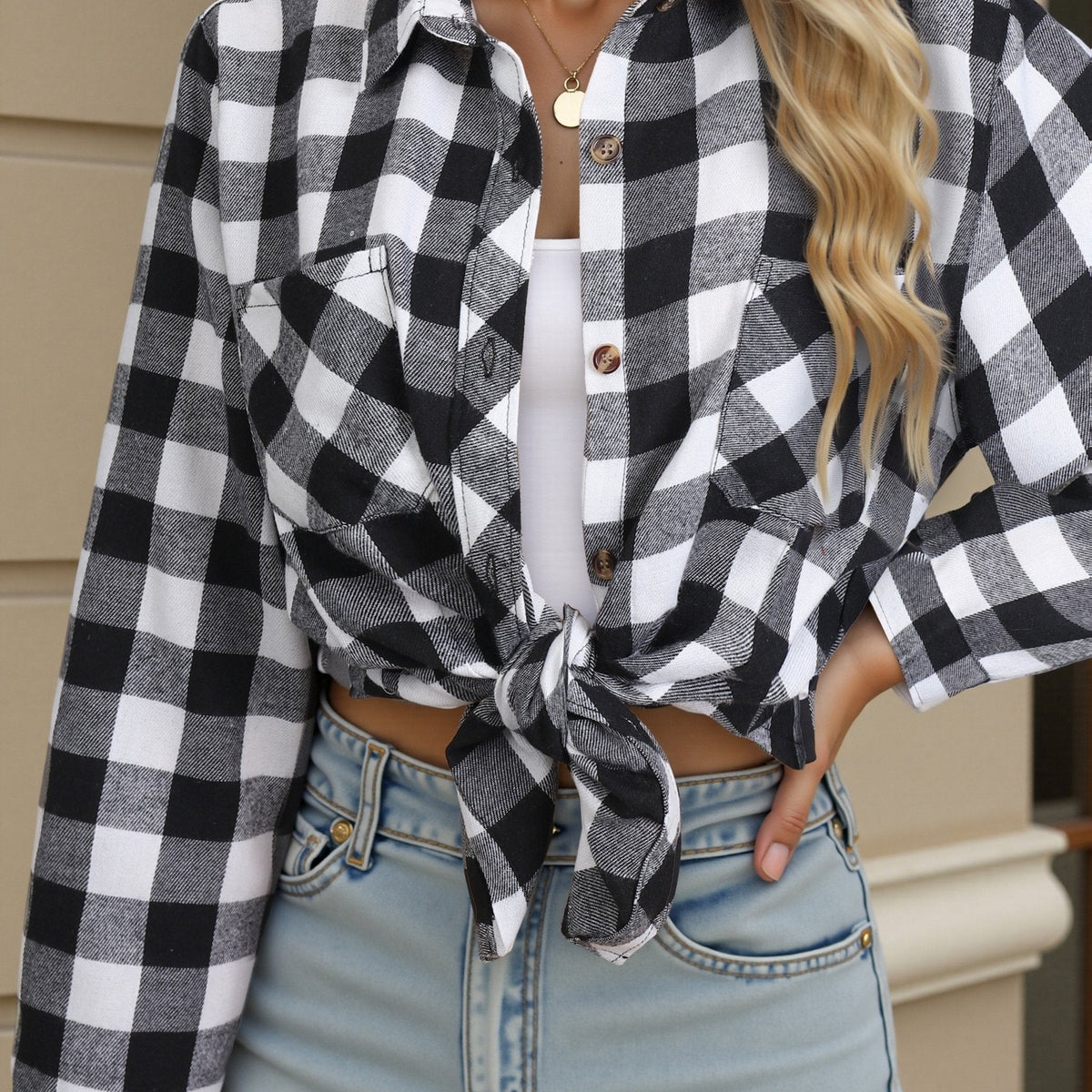 Phoebe | Plaid Button Up Shirt Oversized Long Sleeve