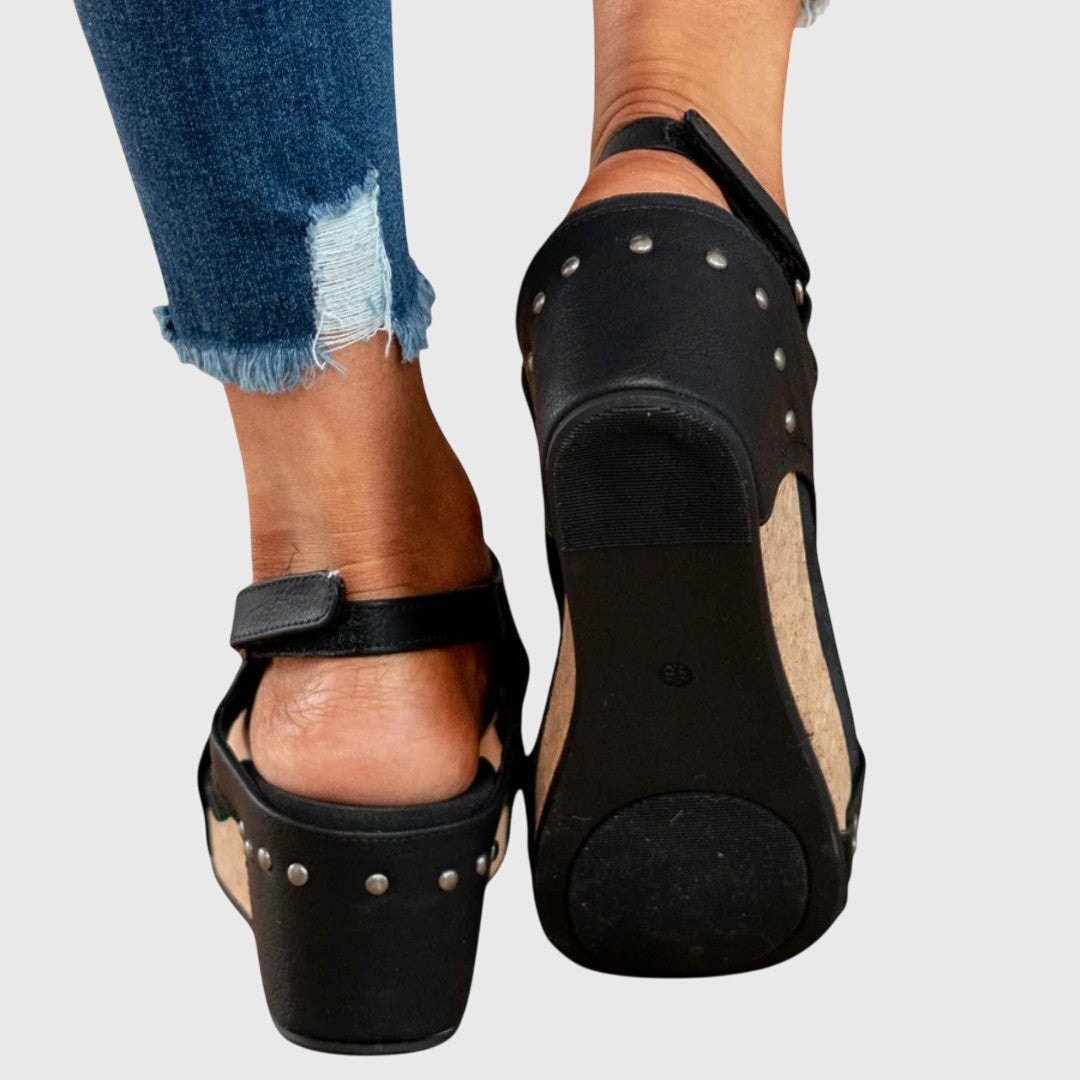 Poppy | Peep Toe Cutout Platform Wedge Sandals