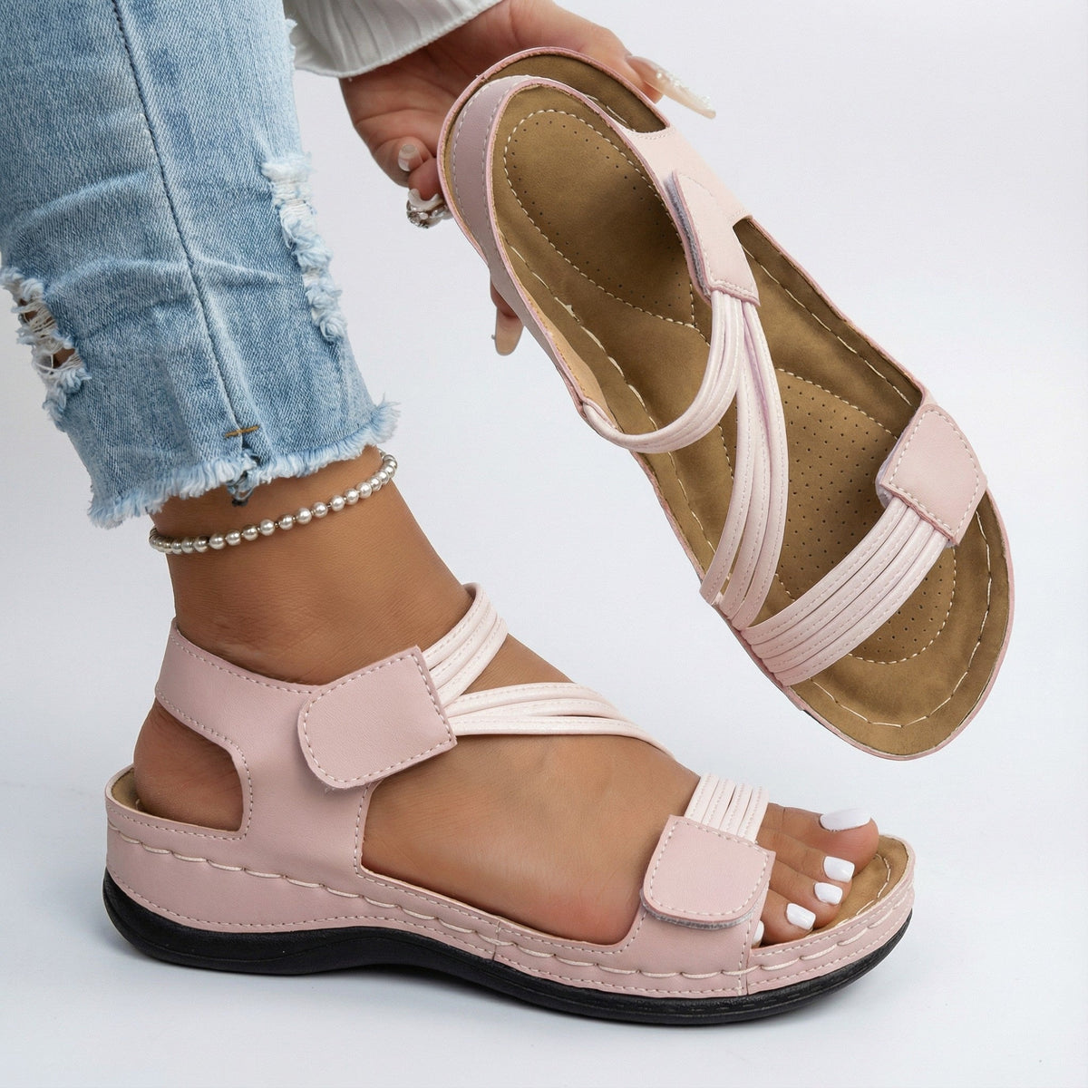 Holly | Cross Strap Orthopedic Wedge Sandals
