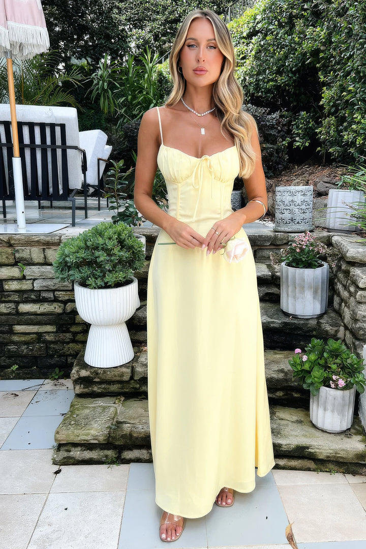Evie | Corset Tie Front Maxi Dress