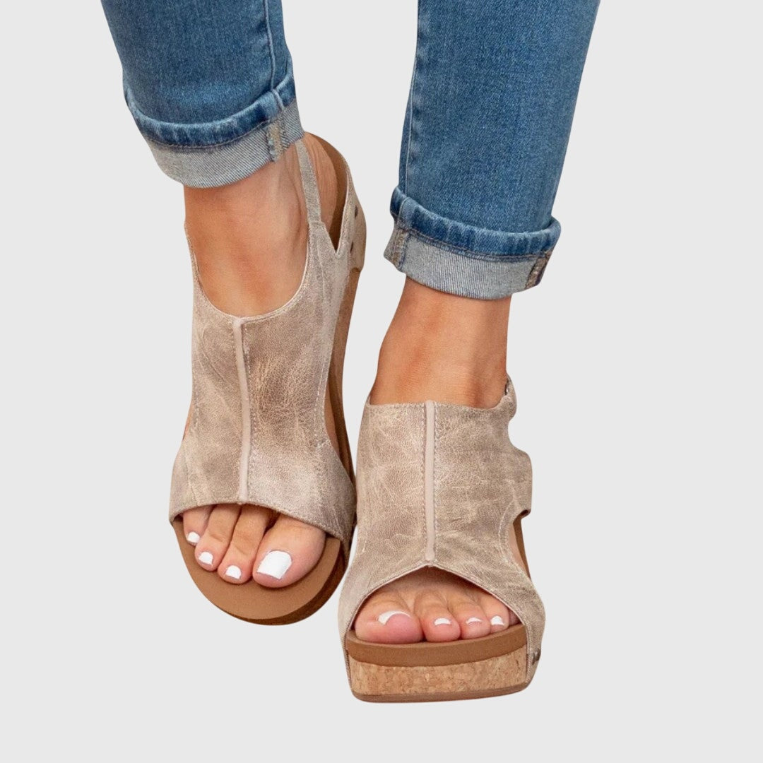 Poppy | Peep Toe Cutout Platform Wedge Sandals