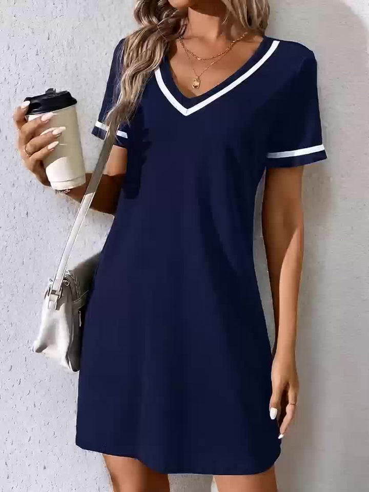 Corinne | V-Neck Color-Block Shift Dress
