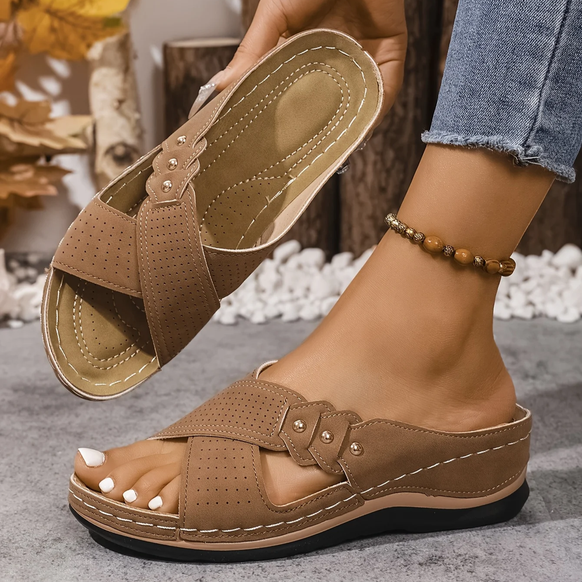 Indie | Criss Cross Orthopedic Wedge Sandals