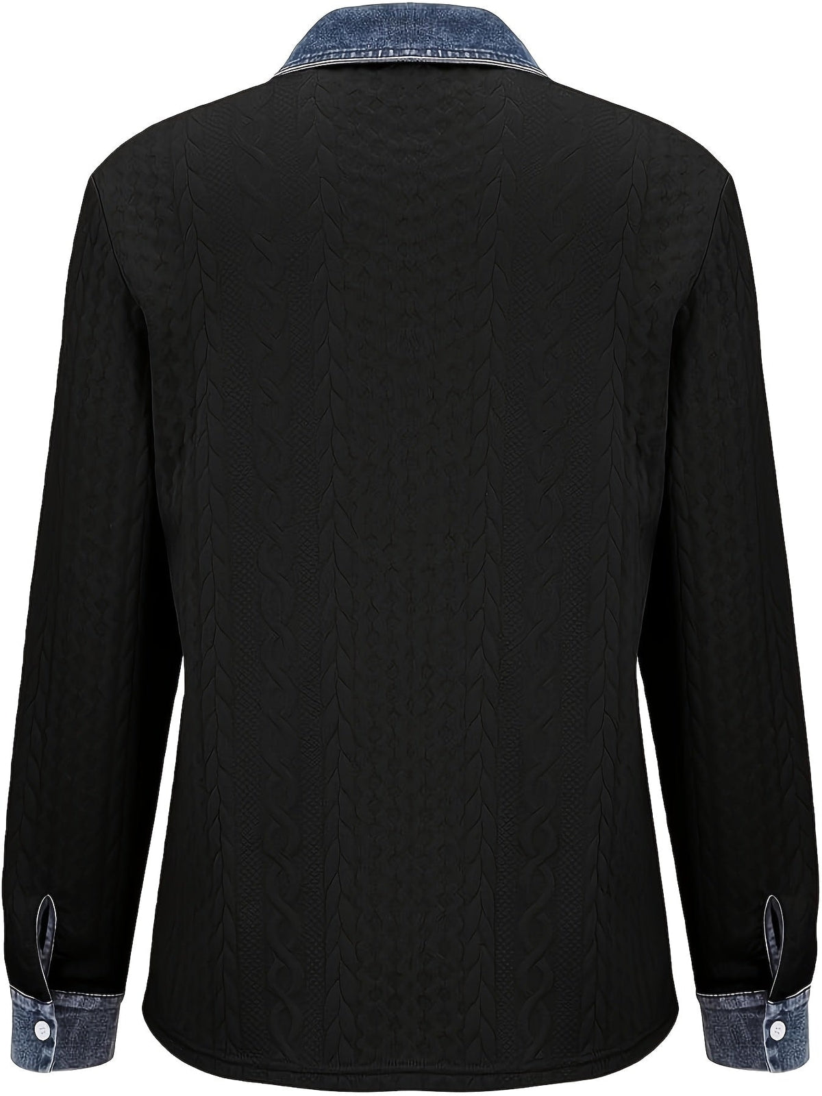 Florence | Cable Knit Denim Collar Button Up Shirt