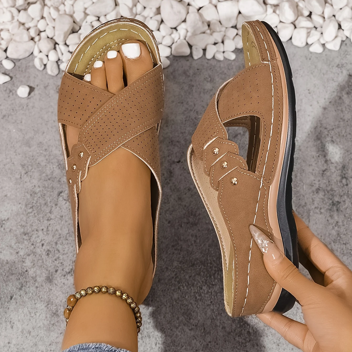 Indie | Criss Cross Orthopedic Wedge Sandals