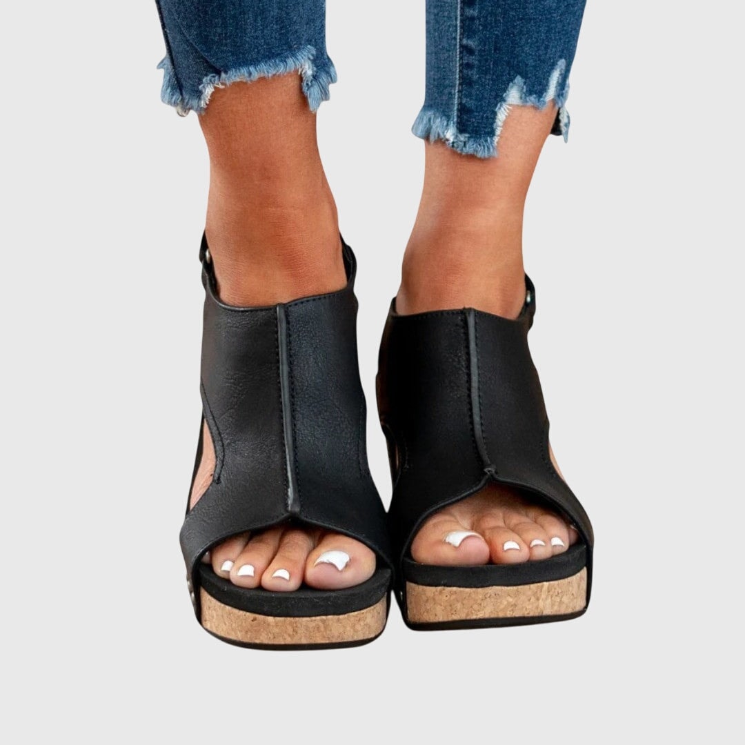 Poppy | Peep Toe Cutout Platform Wedge Sandals