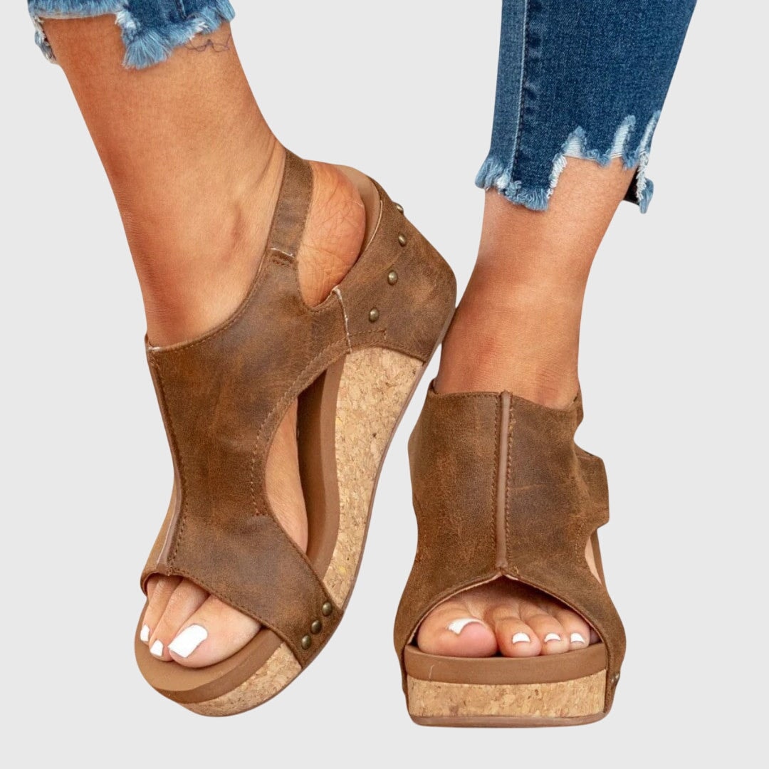 Poppy | Peep Toe Cutout Platform Wedge Sandals