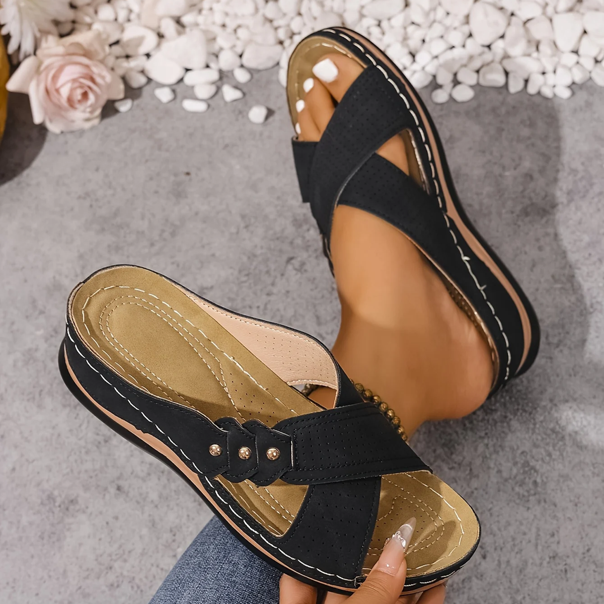 Indie | Criss Cross Orthopedic Wedge Sandals