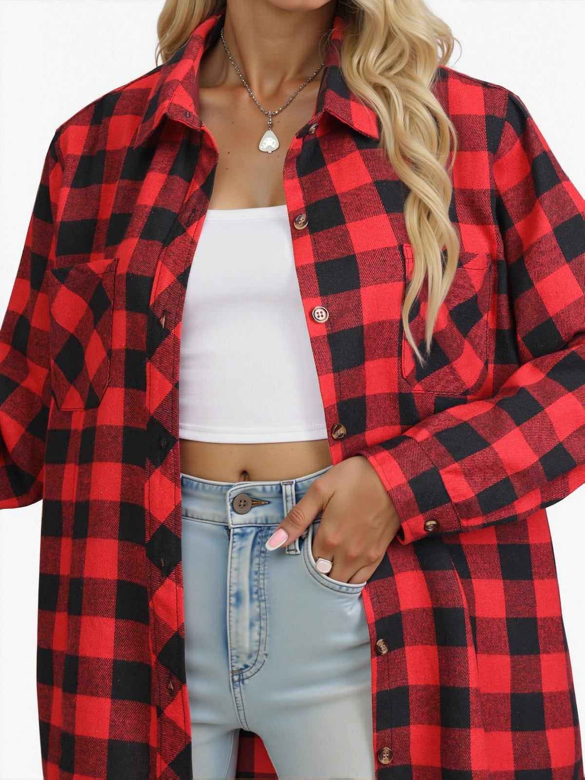 Phoebe | Plaid Button Up Shirt Oversized Long Sleeve