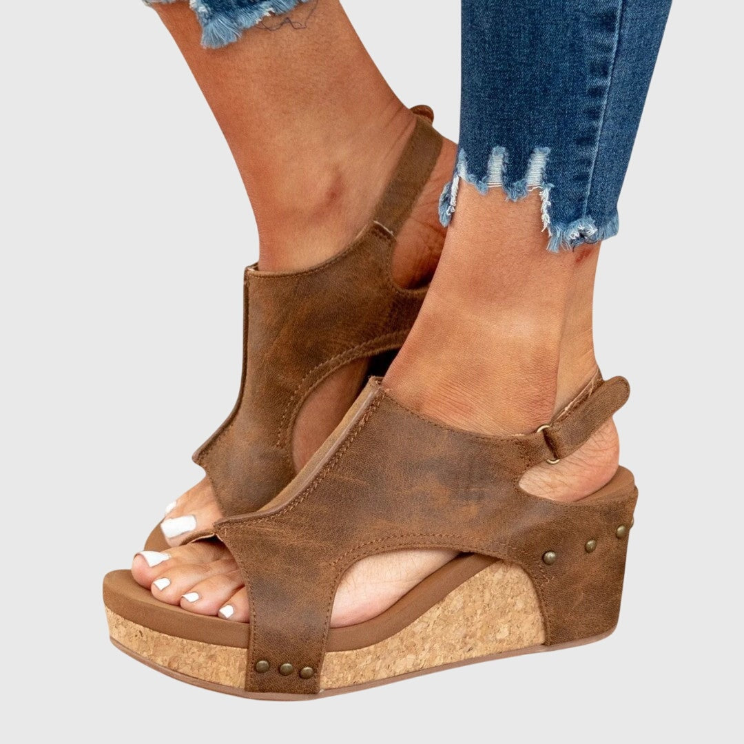 Poppy | Peep Toe Cutout Platform Wedge Sandals