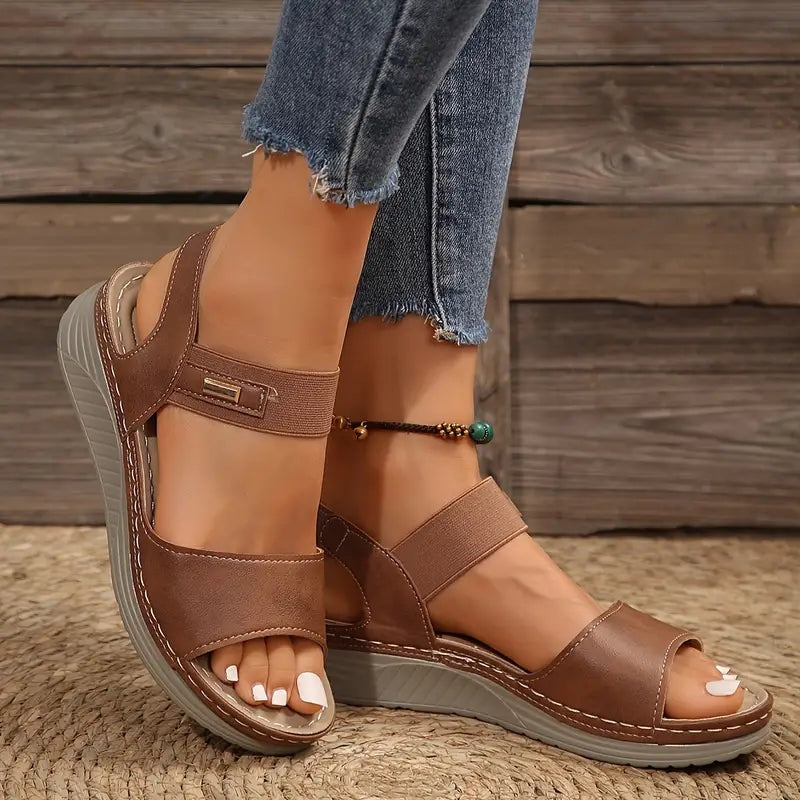 Juliet | Womens Open Toe Wedge Sandals with Ankle Strap