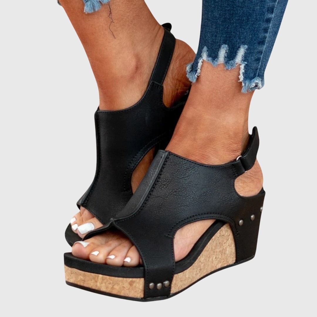 Poppy | Peep Toe Cutout Platform Wedge Sandals