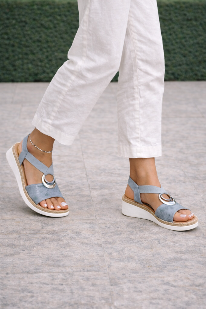 Mila | Black Ring Detail Wedge Sandals