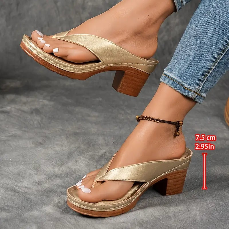 Esme | Womens Platform Flip Flop Block Heel Sandals