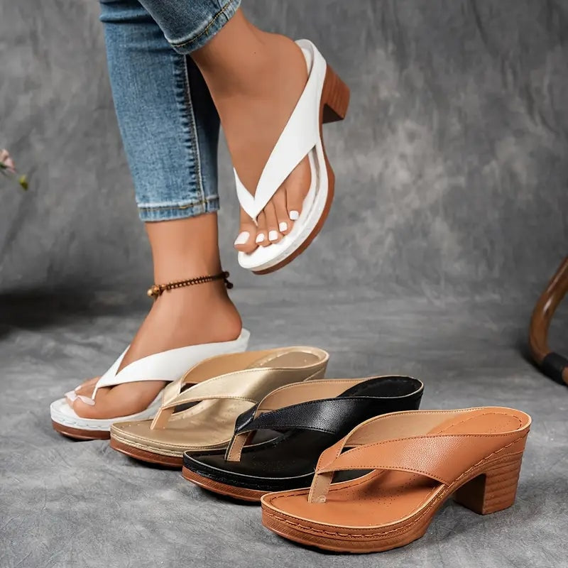 Esme | Womens Platform Flip Flop Block Heel Sandals