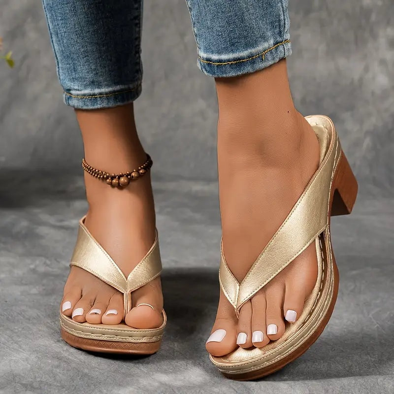 Esme | Womens Platform Flip Flop Block Heel Sandals