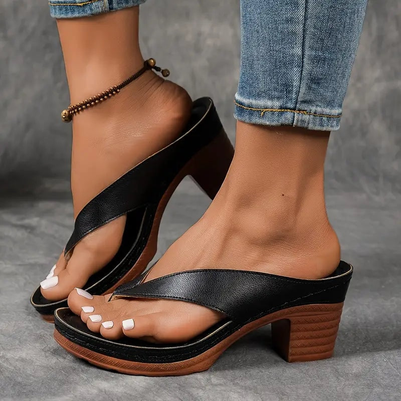 Esme | Womens Platform Flip Flop Block Heel Sandals