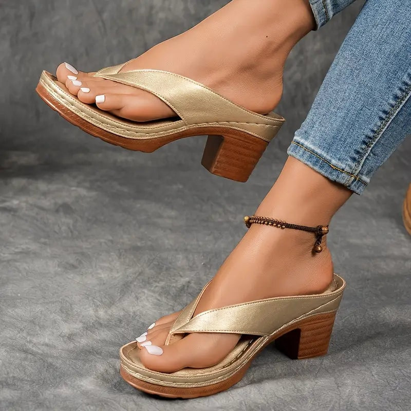 Esme | Womens Platform Flip Flop Block Heel Sandals