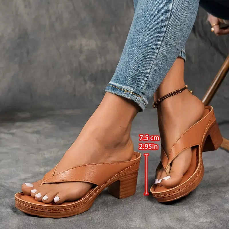 Esme | Womens Platform Flip Flop Block Heel Sandals