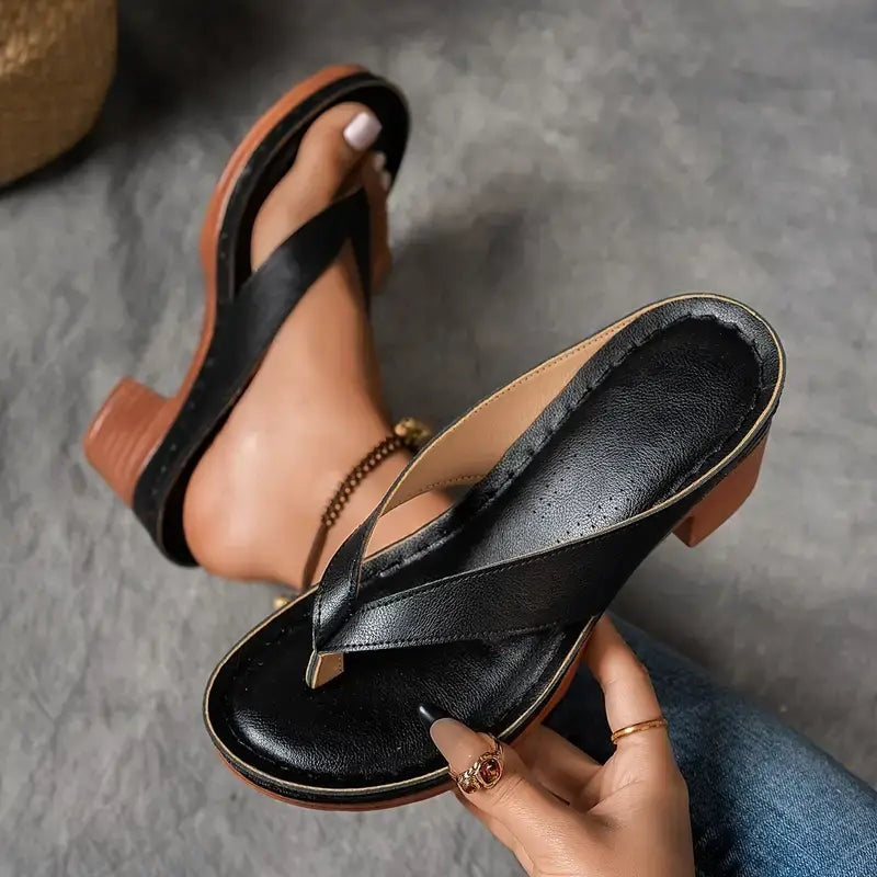 Esme | Womens Platform Flip Flop Block Heel Sandals