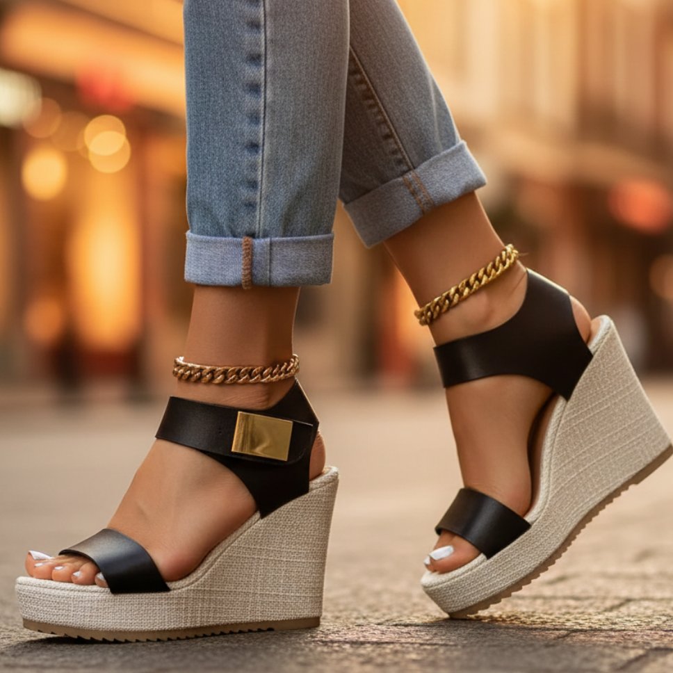 Ruby | Buckle Strap Wedge Sandals With Platform Sole