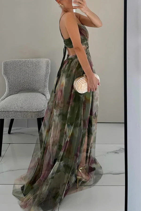 Cleo | Floral Print Cutout Maxi Dress Wedding Guest