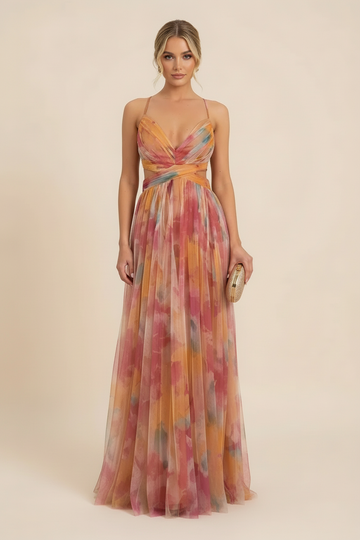 Cleo | Floral Print Cutout Maxi Dress Wedding Guest
