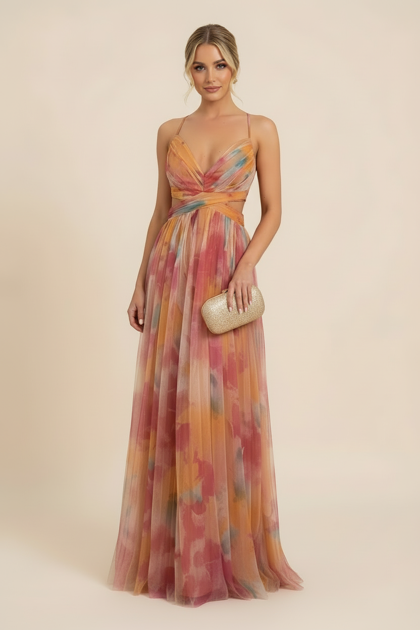 Cleo | Floral Print Cutout Maxi Dress Wedding Guest