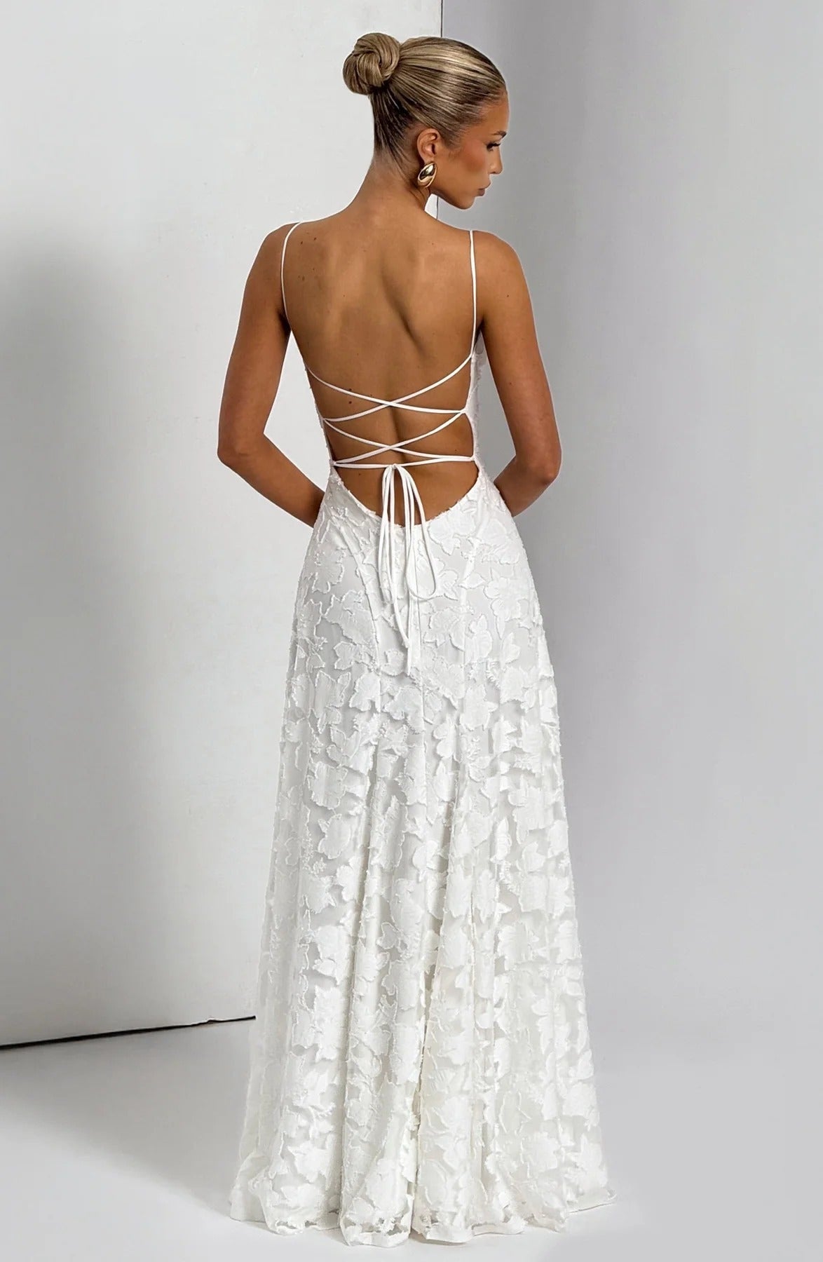 Colette | Floral Lace Cowl Neck A Line Maxi Dress