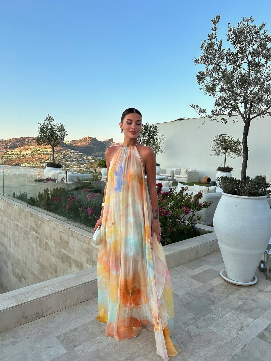 Willow | Women's Printed Halter Neck Backless Maxi Dress