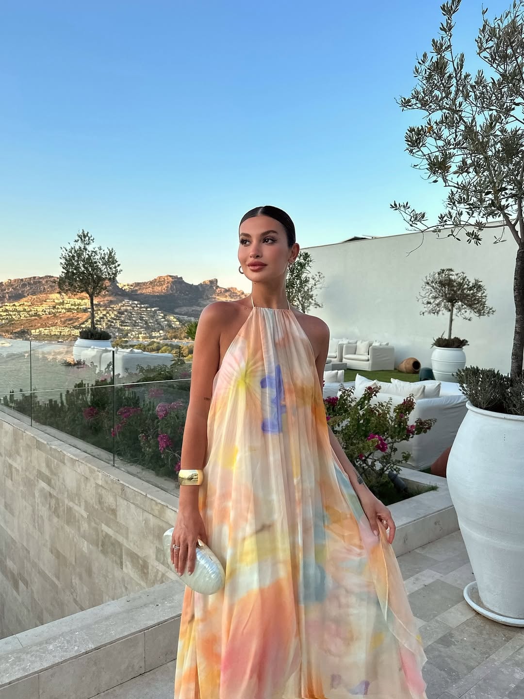 Willow | Women's Printed Halter Neck Backless Maxi Dress