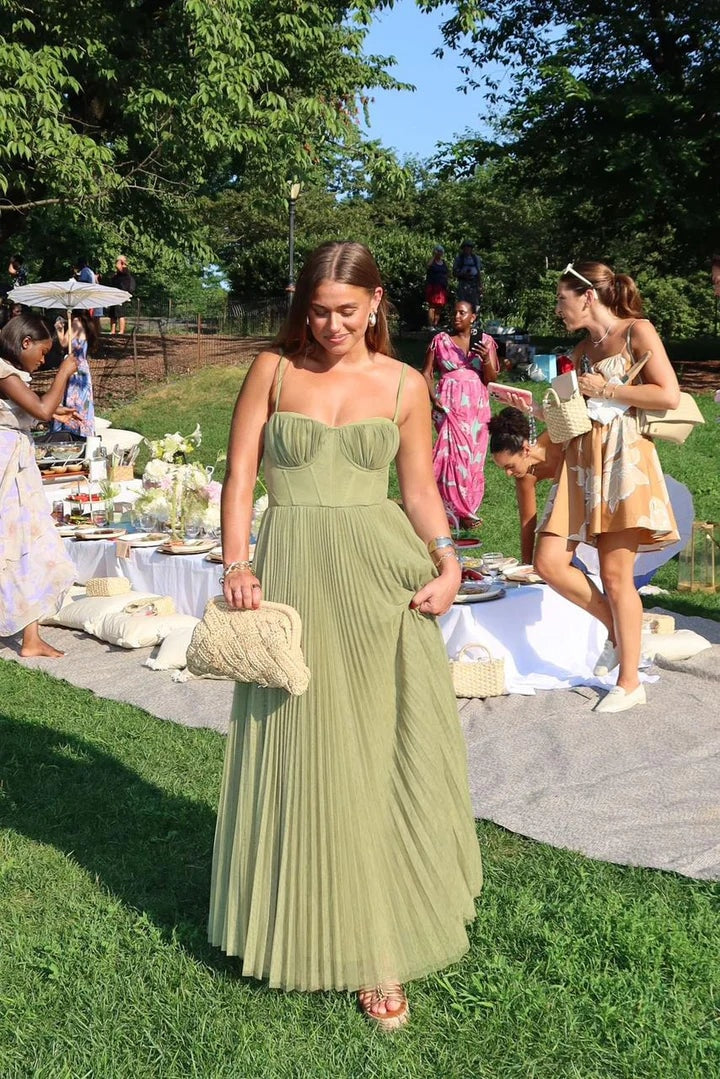Eliana | Women's Pleated Bustier Maxi Wedding Guest Dress
