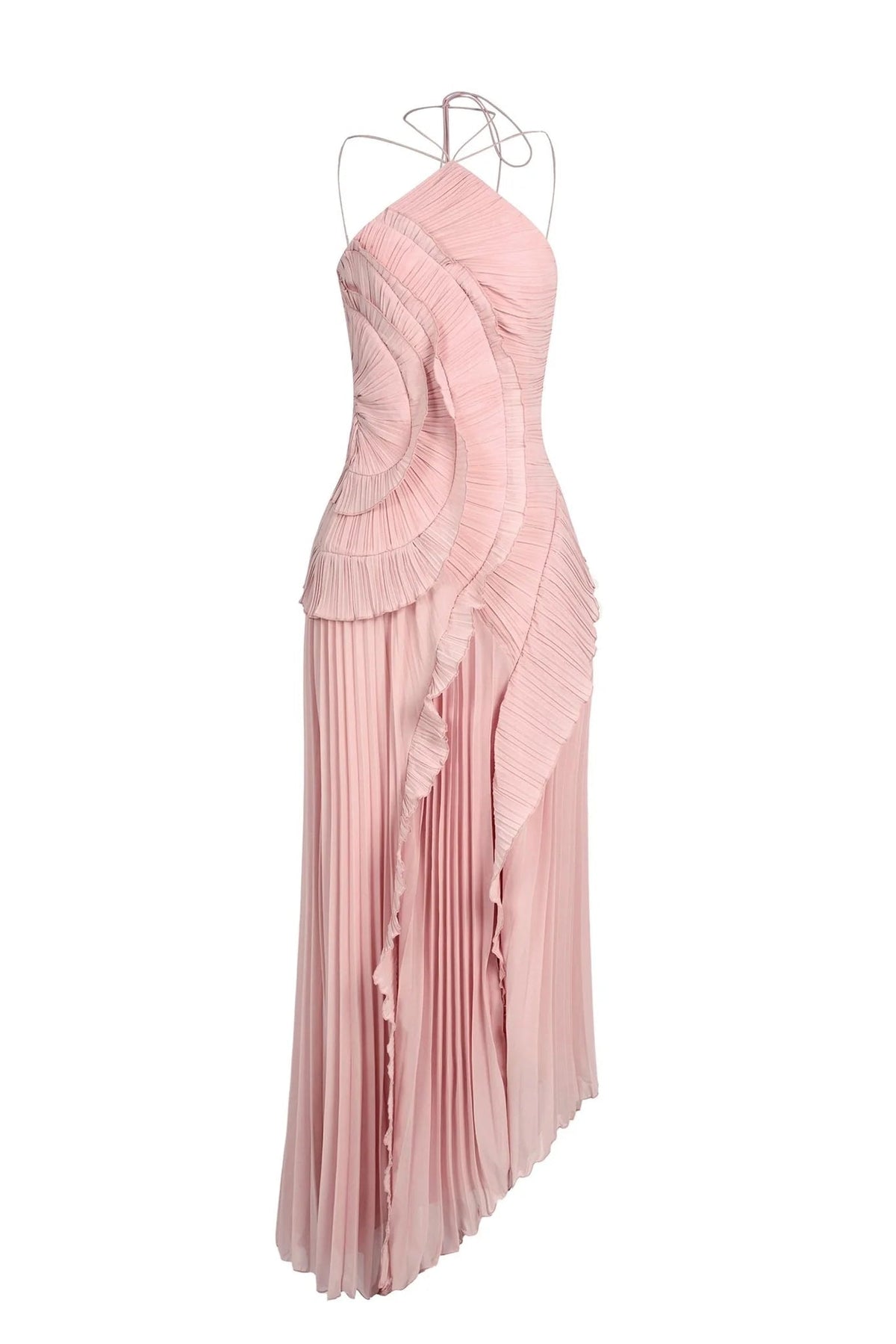 Ayla | Pleated Ruffled One Shoulder Maxi Wedding Guest Dress