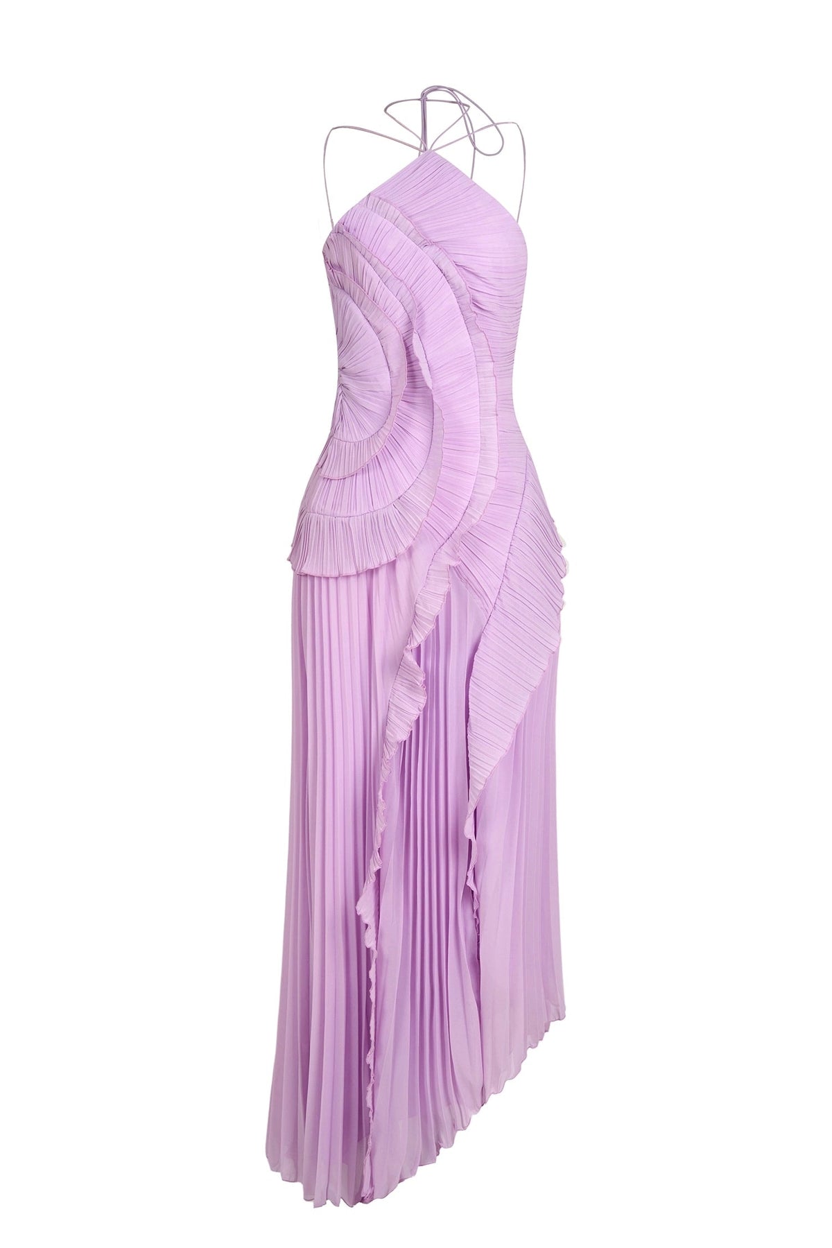 Ayla | Pleated Ruffled One Shoulder Maxi Wedding Guest Dress
