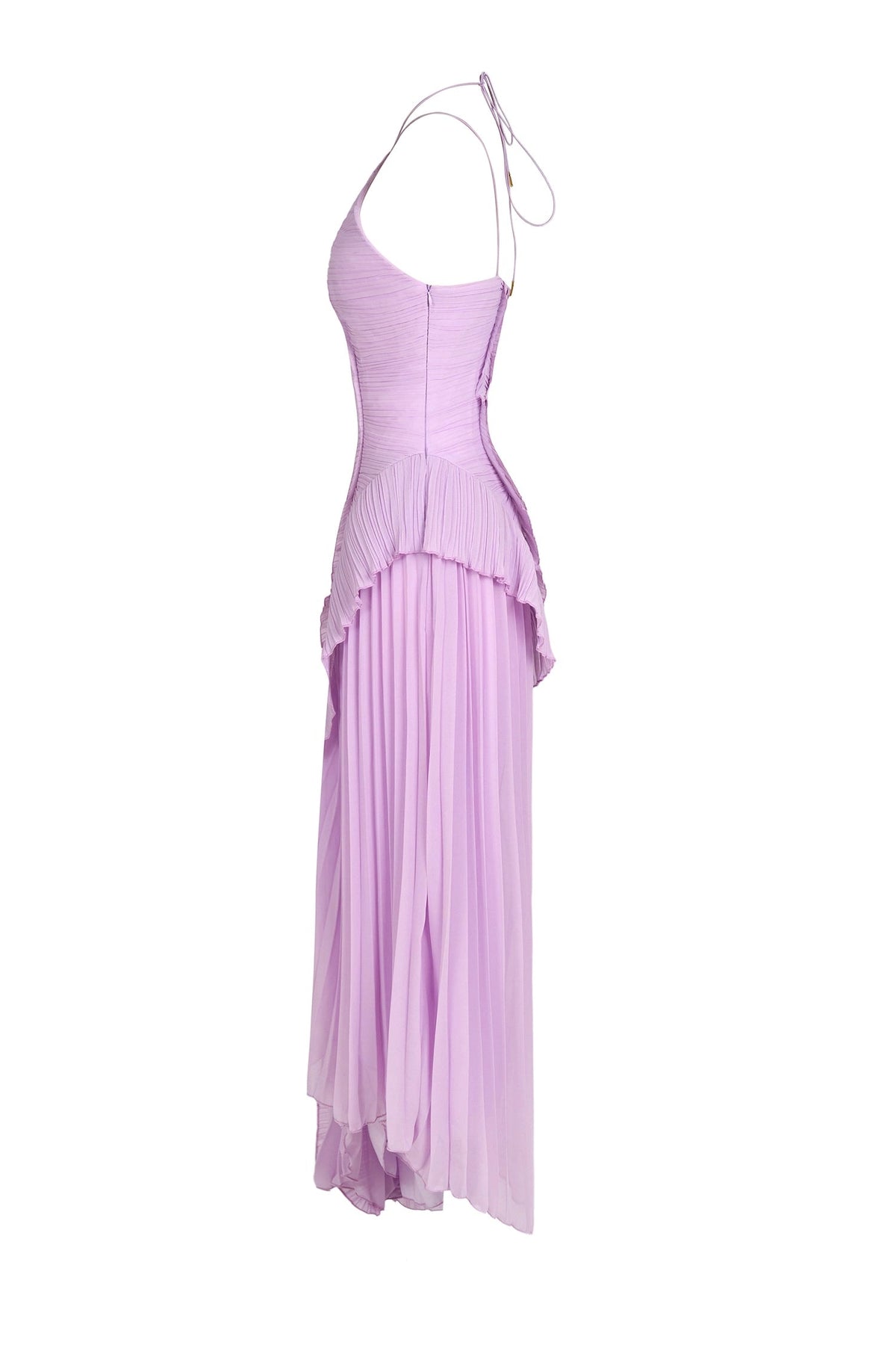 Ayla | Pleated Ruffled One Shoulder Maxi Wedding Guest Dress
