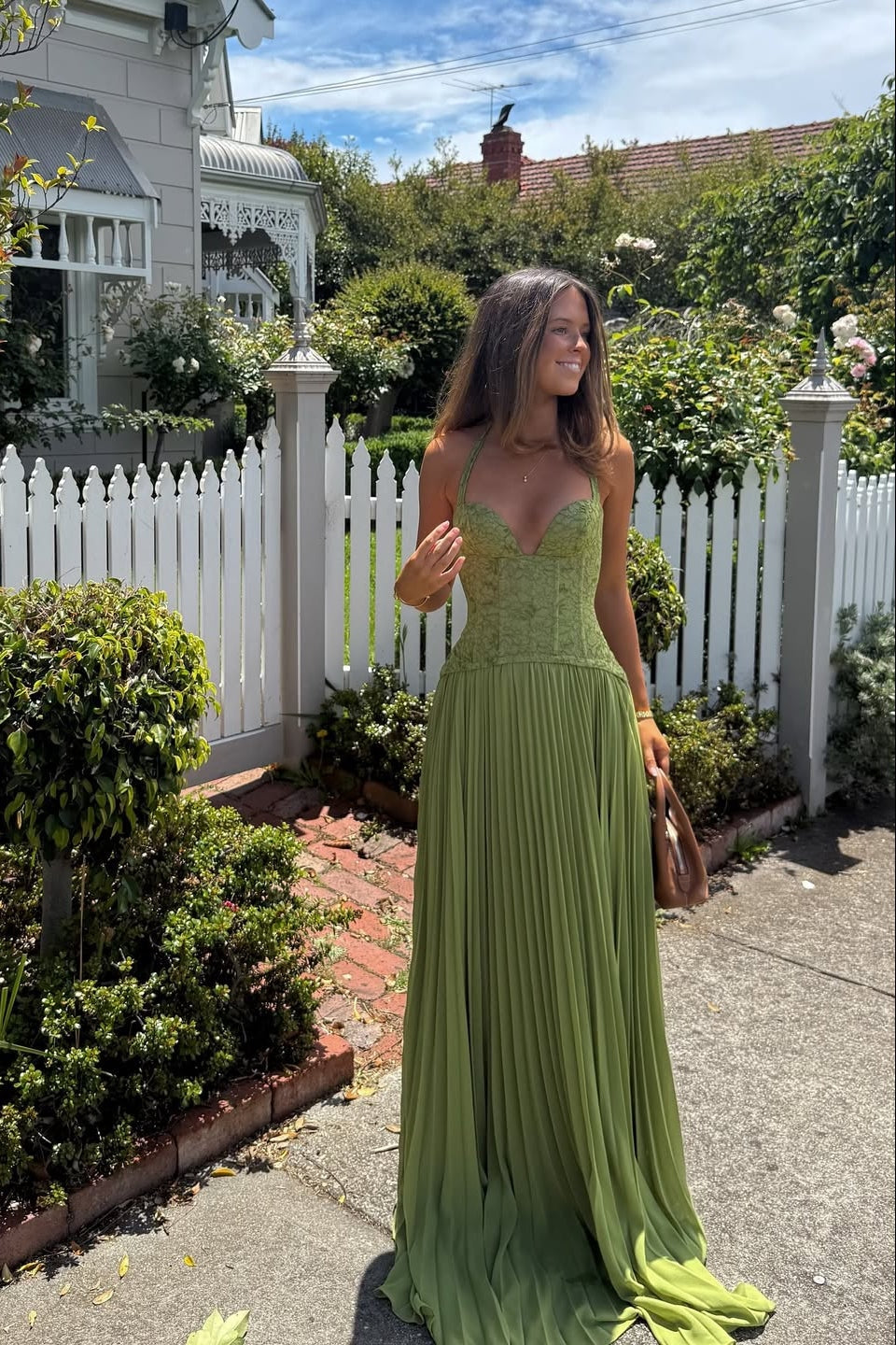 Belle | Lace Corset Pleated Maxi Wedding Guest Dress