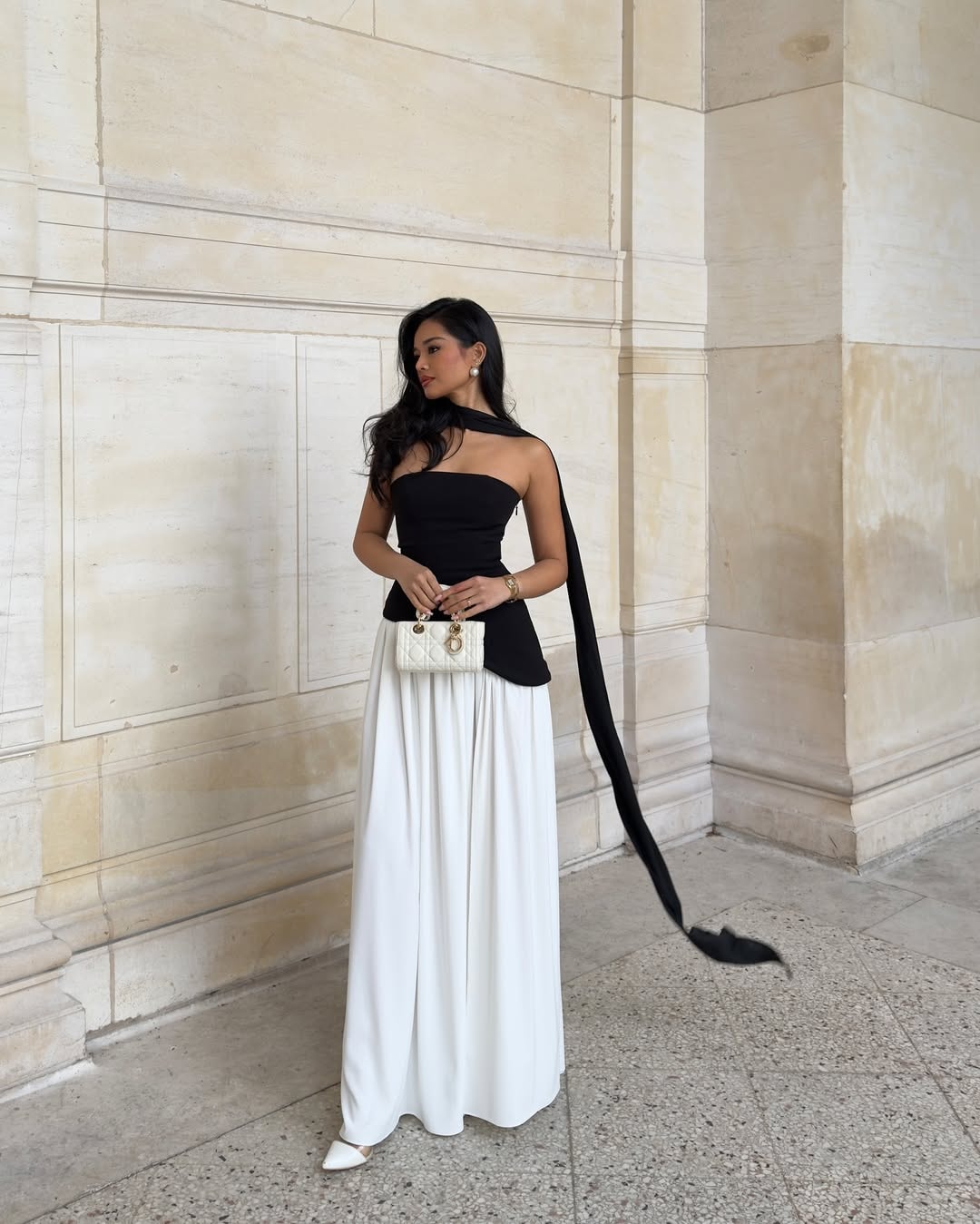 Elara | Strapless Maxi Dress with Scarf Detail and Front Slit