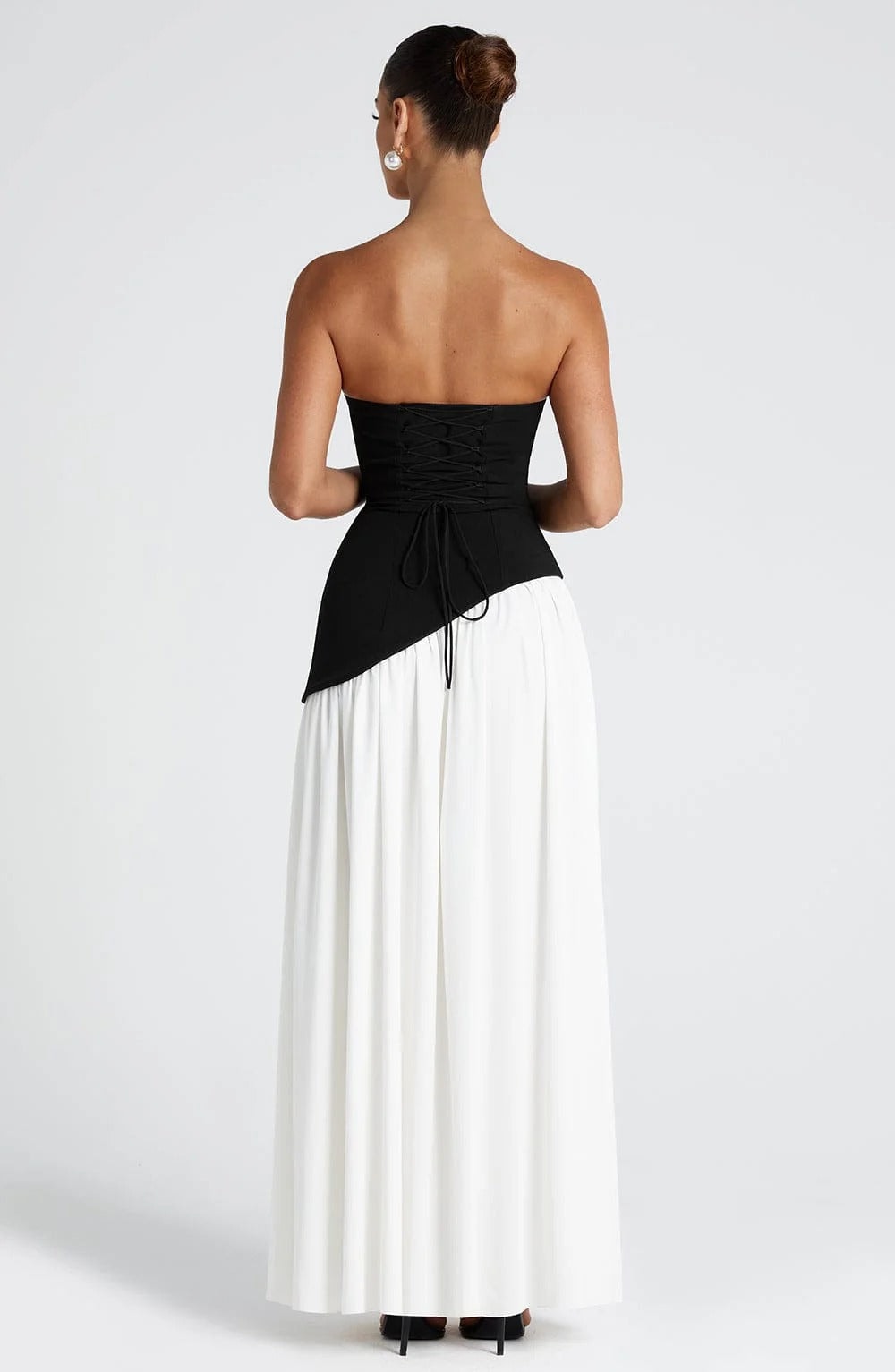 Elara | Strapless Maxi Dress with Scarf Detail and Front Slit