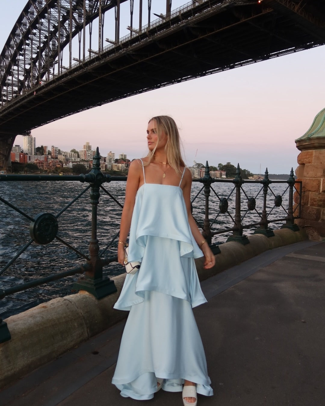 Darcy | Spaghetti Strap Tiered Ruffle Satin Maxi Dress