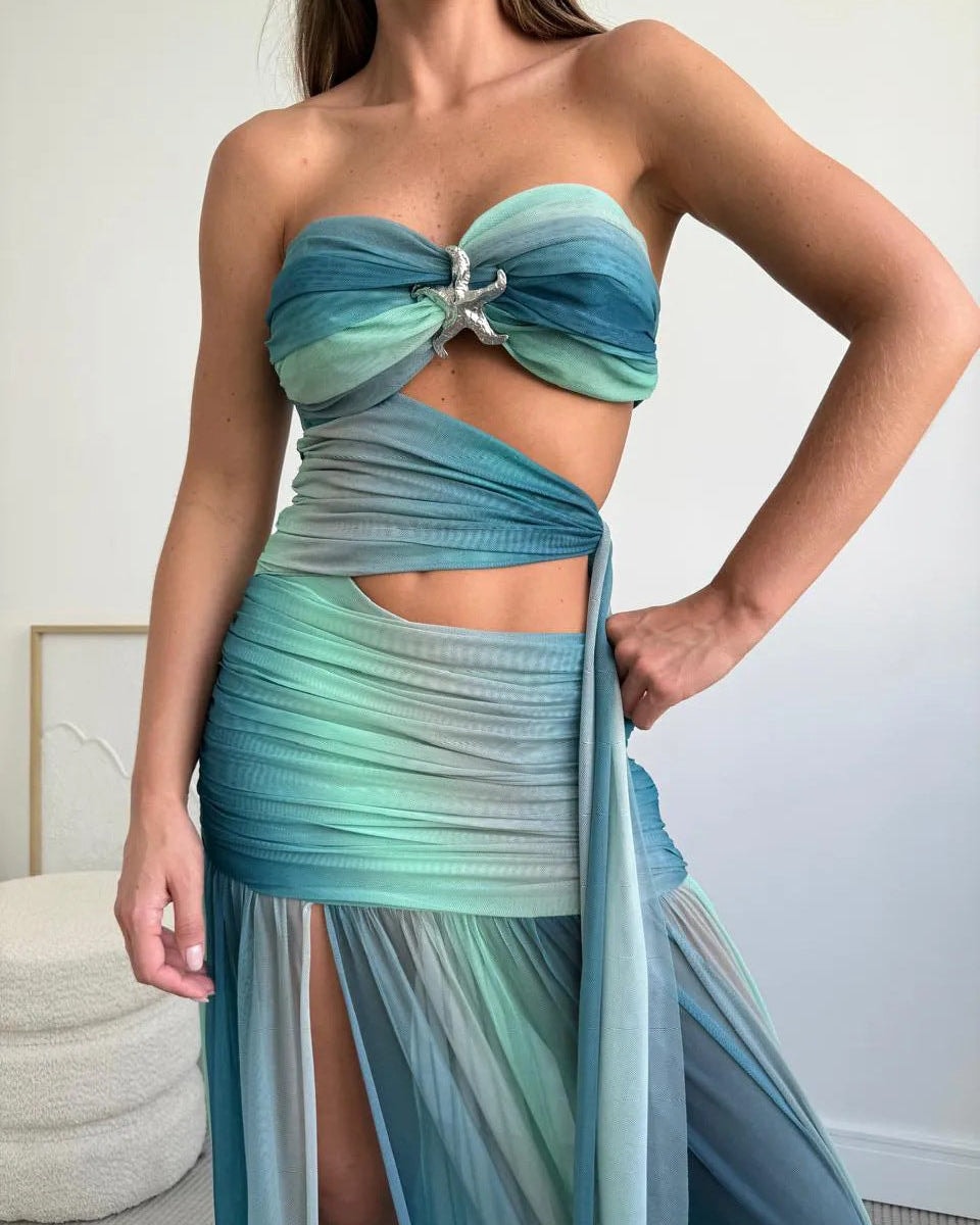 Brianna | Strapless Ombre Cut-Out Maxi Dress